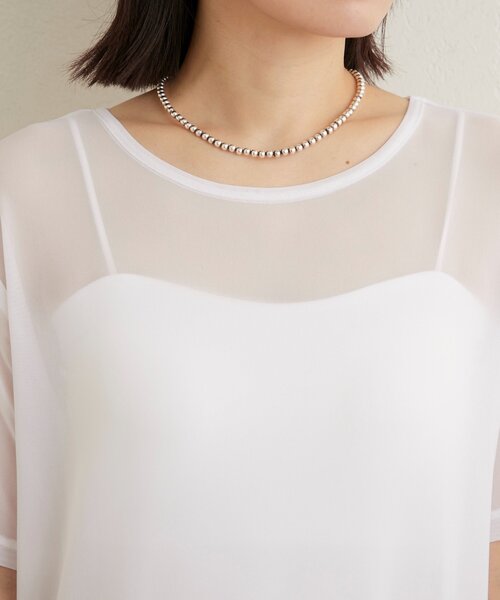 Omekashi（オメカシ）の「半袖チュールワンピース（ワンピース・レディース・ベージュ/オフホワイト/ブラック・FREE）」の10枚目の写真