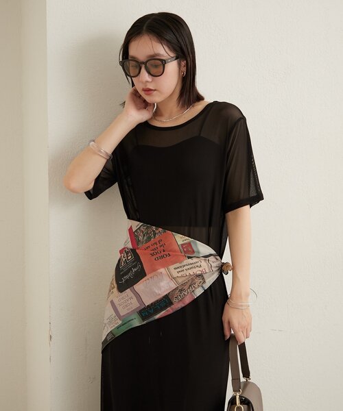 Omekashi（オメカシ）の「半袖チュールワンピース（ワンピース・レディース・ベージュ/オフホワイト/ブラック・FREE）」の16枚目の写真