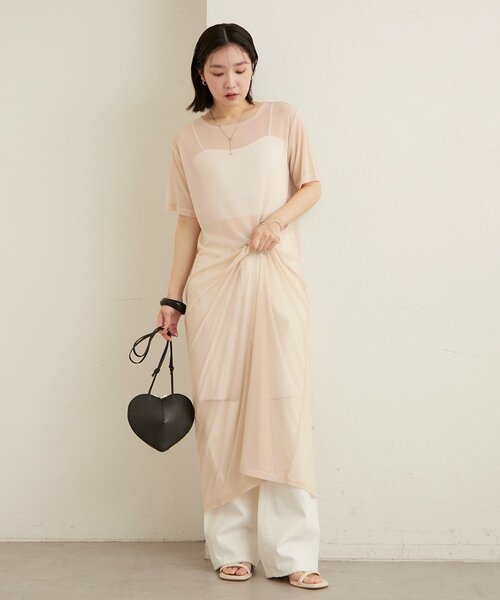 Omekashi（オメカシ）の「半袖チュールワンピース（ワンピース・レディース・ベージュ/オフホワイト/ブラック・FREE）」の15枚目の写真