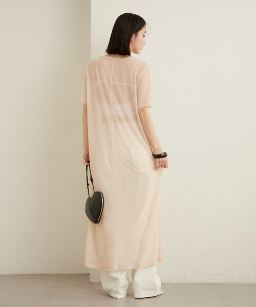 Omekashi（オメカシ）の「半袖チュールワンピース（ワンピース・レディース・ベージュ/オフホワイト/ブラック・FREE）」の6枚目の写真