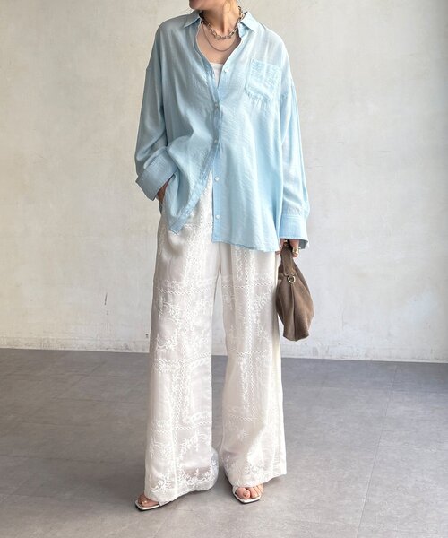 DouDou（ドゥドゥ）の「【WEB限定】エンブロイダリーパンツ（その他パンツ・レディース・ブラック/オフホワイト・FREE）」の3枚目の写真