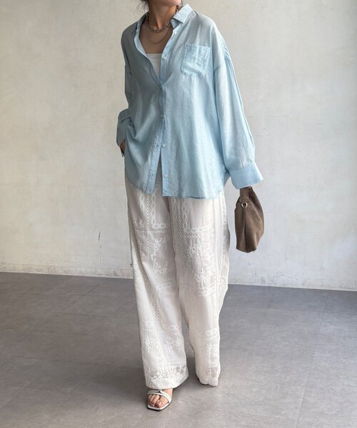 DouDou（ドゥドゥ）の「【WEB限定】エンブロイダリーパンツ（その他パンツ・レディース・ブラック/オフホワイト・FREE）」の5枚目の写真