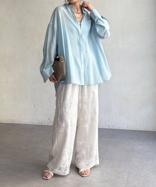 DouDou（ドゥドゥ）の「【WEB限定】エンブロイダリーパンツ（その他パンツ・レディース・ブラック/オフホワイト・FREE）」の6枚目の写真