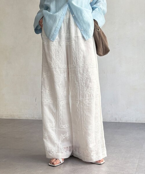 DouDou（ドゥドゥ）の「【WEB限定】エンブロイダリーパンツ（その他パンツ・レディース・ブラック/オフホワイト・FREE）」の8枚目の写真