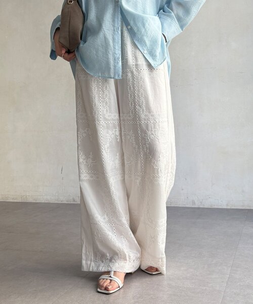 DouDou（ドゥドゥ）の「【WEB限定】エンブロイダリーパンツ（その他パンツ・レディース・ブラック/オフホワイト・FREE）」の9枚目の写真