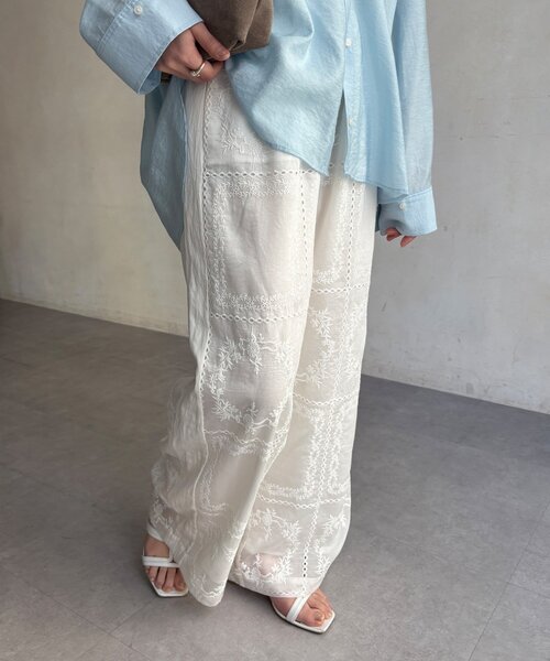 DouDou（ドゥドゥ）の「【WEB限定】エンブロイダリーパンツ（その他パンツ・レディース・ブラック/オフホワイト・FREE）」の11枚目の写真