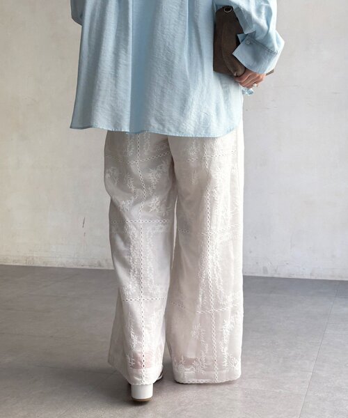 DouDou（ドゥドゥ）の「【WEB限定】エンブロイダリーパンツ（その他パンツ・レディース・ブラック/オフホワイト・FREE）」の12枚目の写真