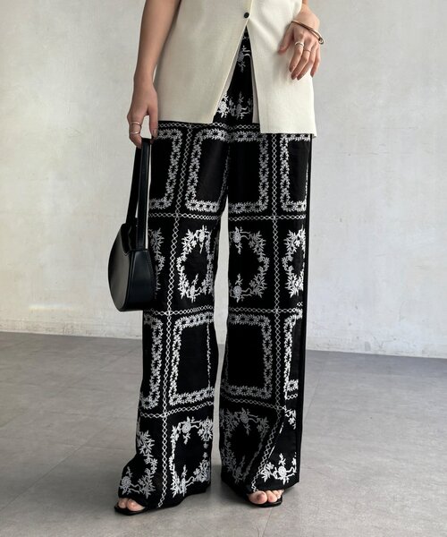 DouDou（ドゥドゥ）の「【WEB限定】エンブロイダリーパンツ（その他パンツ・レディース・ブラック/オフホワイト・FREE）」の20枚目の写真