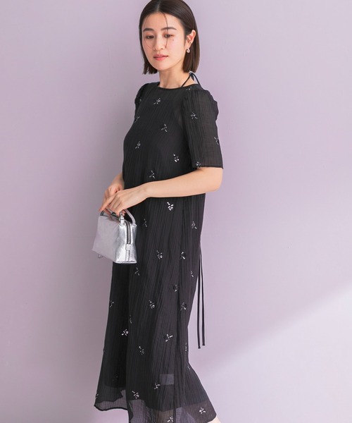 URBAN RESEARCH ROSSO WOMEN(アーバンリサーチ ロッソ)の「kaene ビジューチュールホルターネックドレス(ワンピース・レディース・ブラック・SMALL)」の1枚目の写真