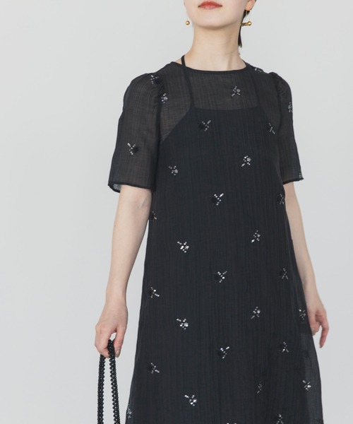 URBAN RESEARCH ROSSO WOMEN(アーバンリサーチ ロッソ)の「kaene ビジューチュールホルターネックドレス(ワンピース・レディース・ブラック・SMALL)」の6枚目の写真