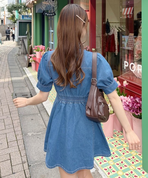 INGNI(イング)の「合皮切替デニムミニワンピース(ワンピース・レディース・ネイビー系5/ブルー系5・M)」の8枚目の写真