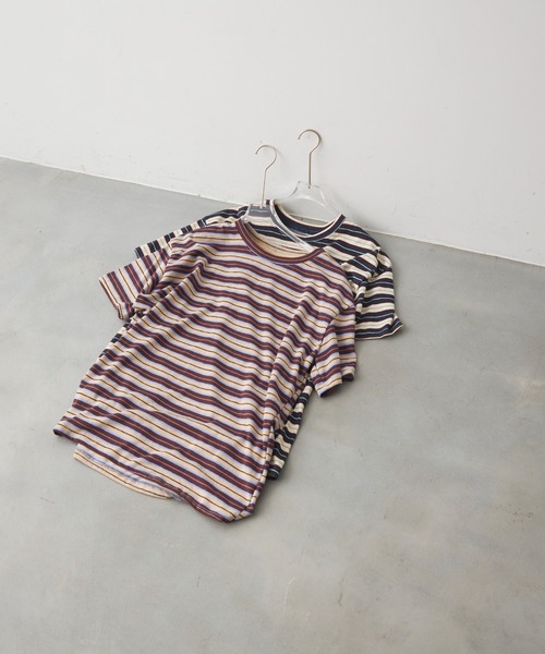 full/fill.(フルフィル)の「half sleeve multi border T / ハーフスリーブマルチボーダーT(Tシャツ/カットソー・レディース・ブラウン/ネイビー・FREE)」の22枚目の写真