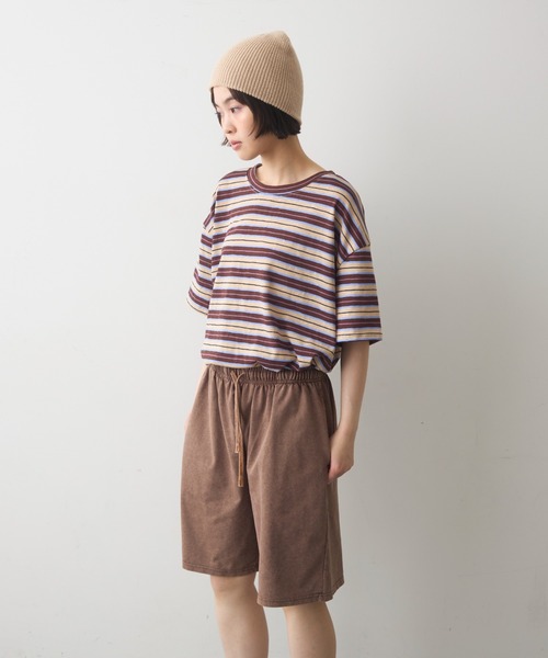 full/fill.(フルフィル)の「half sleeve multi border T / ハーフスリーブマルチボーダーT(Tシャツ/カットソー・レディース・ブラウン/ネイビー・FREE)」の6枚目の写真