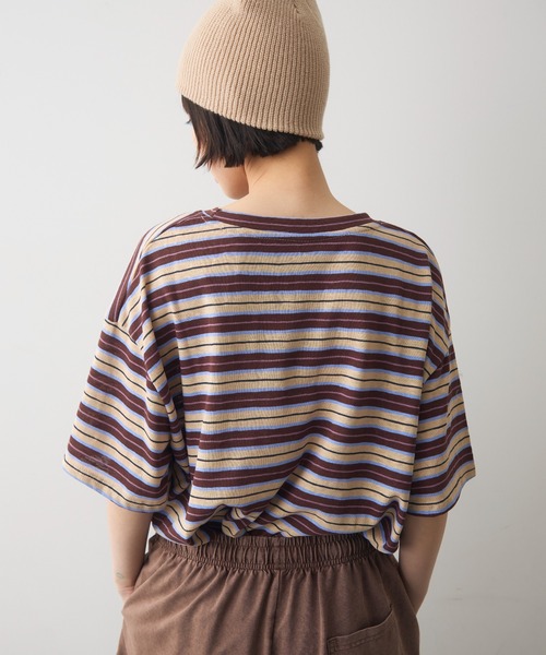 full/fill.(フルフィル)の「half sleeve multi border T / ハーフスリーブマルチボーダーT(Tシャツ/カットソー・レディース・ブラウン/ネイビー・FREE)」の8枚目の写真