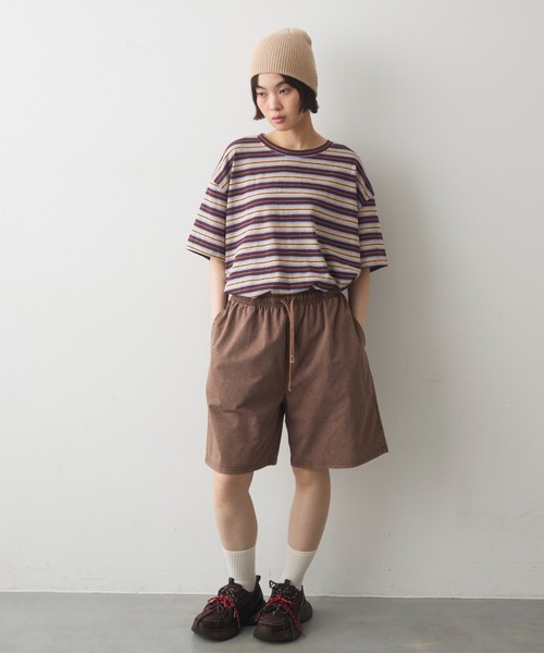 full/fill.(フルフィル)の「half sleeve multi border T / ハーフスリーブマルチボーダーT(Tシャツ/カットソー・レディース・ブラウン/ネイビー・FREE)」の10枚目の写真