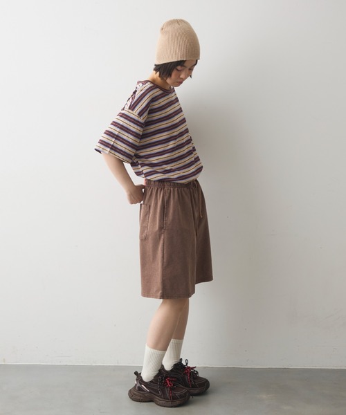 full/fill.(フルフィル)の「half sleeve multi border T / ハーフスリーブマルチボーダーT(Tシャツ/カットソー・レディース・ブラウン/ネイビー・FREE)」の11枚目の写真