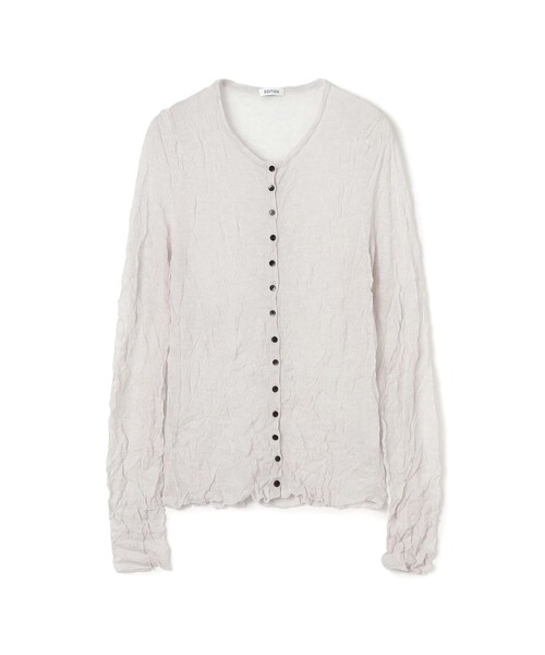 EDITION（エディション）の「プリーツニット カーディガン（カーディガン/ボレロ・レディース・ダークブラウン/ホワイト/ライトグレー・FREE）」の3枚目の写真