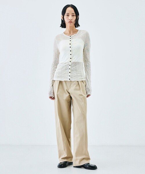 EDITION（エディション）の「プリーツニット カーディガン（カーディガン/ボレロ・レディース・ダークブラウン/ホワイト/ライトグレー・FREE）」の8枚目の写真