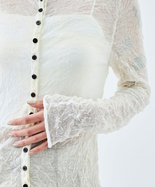 EDITION（エディション）の「プリーツニット カーディガン（カーディガン/ボレロ・レディース・ダークブラウン/ホワイト/ライトグレー・FREE）」の14枚目の写真