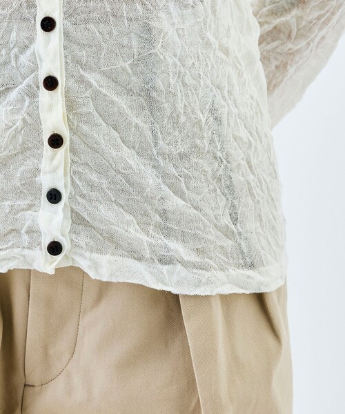 EDITION（エディション）の「プリーツニット カーディガン（カーディガン/ボレロ・レディース・ダークブラウン/ホワイト/ライトグレー・FREE）」の4枚目の写真