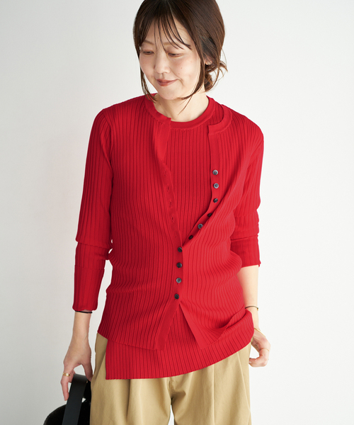 plage（プラージュ）の「primo rib カーディガン（カーディガン/ボレロ・レディース・ベージュ/レッド/ブラック・FREE）」の21枚目の写真