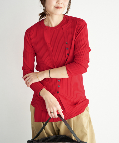 plage（プラージュ）の「primo rib カーディガン（カーディガン/ボレロ・レディース・ベージュ/レッド/ブラック・FREE）」の20枚目の写真