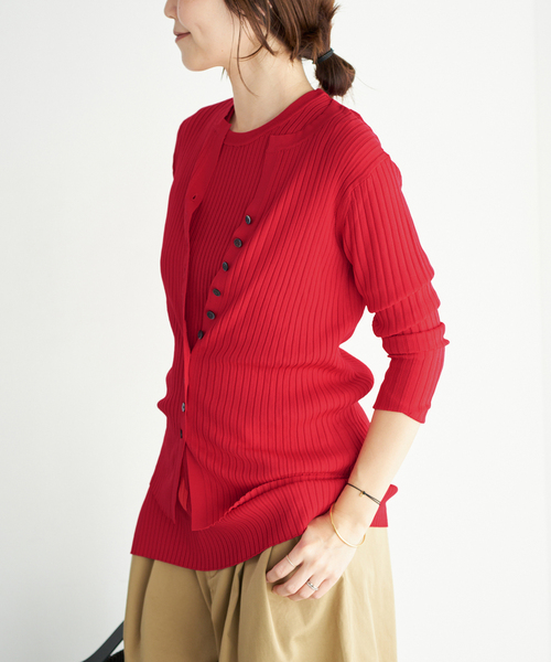 plage（プラージュ）の「primo rib カーディガン（カーディガン/ボレロ・レディース・ベージュ/レッド/ブラック・FREE）」の19枚目の写真