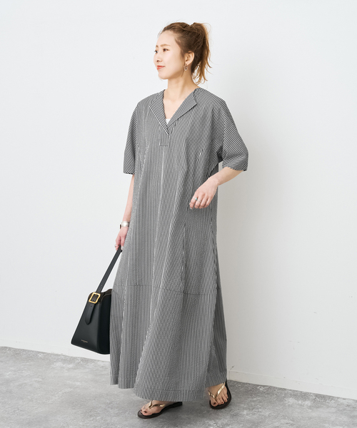 Spick & Span(スピックアンドスパン)の「パフスリーブサッカードレス(ワンピース・レディース・ネイビー/マルチ・FREE)」の12枚目の写真