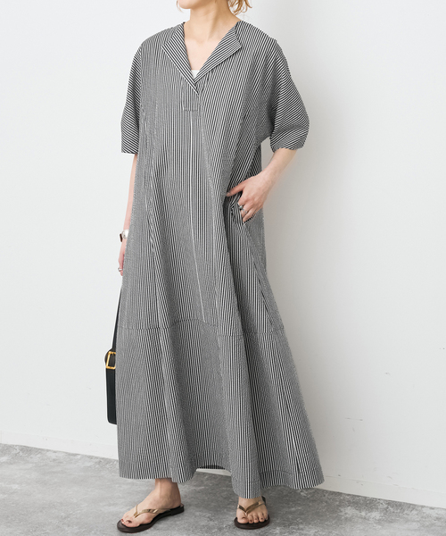 Spick & Span(スピックアンドスパン)の「パフスリーブサッカードレス(ワンピース・レディース・ネイビー/マルチ・FREE)」の5枚目の写真