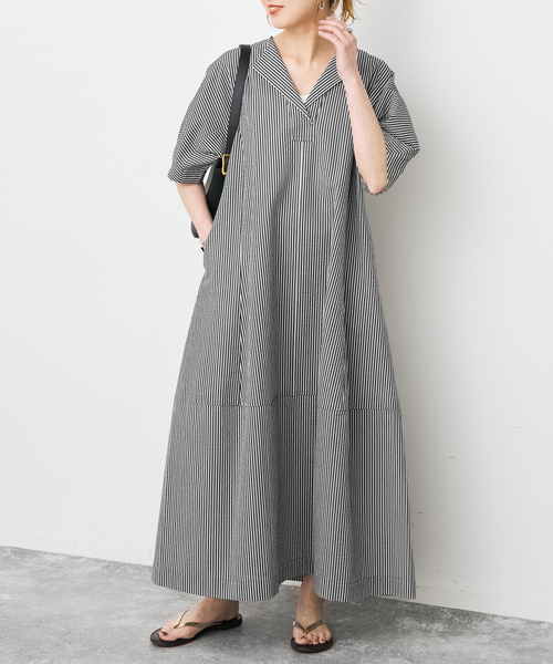 Spick & Span(スピックアンドスパン)の「パフスリーブサッカードレス(ワンピース・レディース・ネイビー/マルチ・FREE)」の3枚目の写真