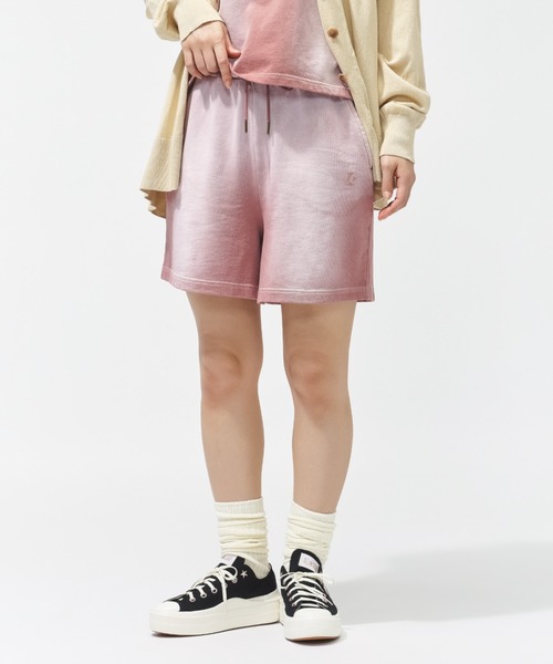 CONVERSE（コンバース）の「【別注】コンバース  AP FADE SWEAT SHORTS L フェードスウェットショーツ 限定コラボ（スウェットパンツ・レディース・ピンク/サックスブルー・S/M/L）」の2枚目の写真