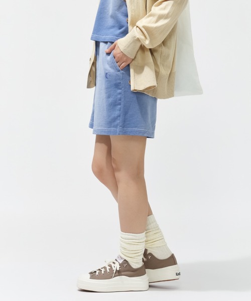 CONVERSE（コンバース）の「【別注】コンバース  AP FADE SWEAT SHORTS L フェードスウェットショーツ 限定コラボ（スウェットパンツ・レディース・ピンク/サックスブルー・S/M/L）」の3枚目の写真