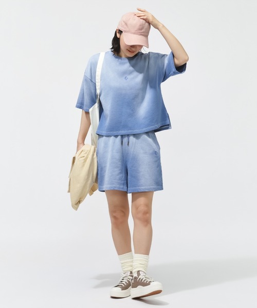 CONVERSE（コンバース）の「【別注】コンバース  AP FADE SWEAT SHORTS L フェードスウェットショーツ 限定コラボ（スウェットパンツ・レディース・ピンク/サックスブルー・S/M/L）」の6枚目の写真