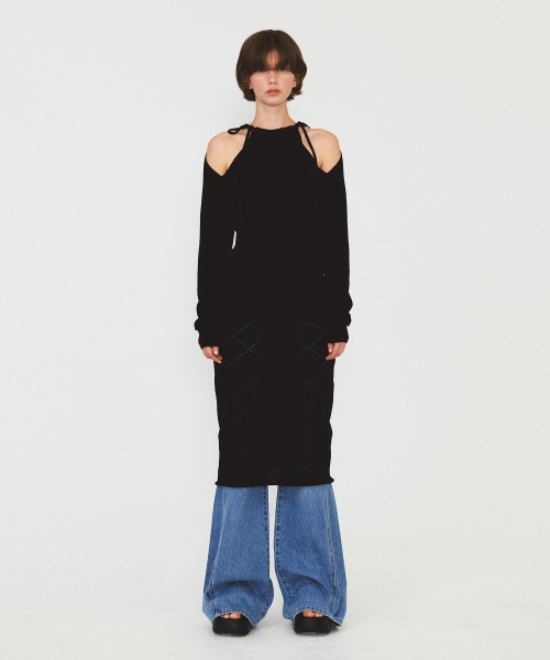 DIAGONAL(ダイアゴナル)の「RIBBON STRAP HOLE KNIT (black)(ニット/セーター・レディース・その他・FREE)」の5枚目の写真