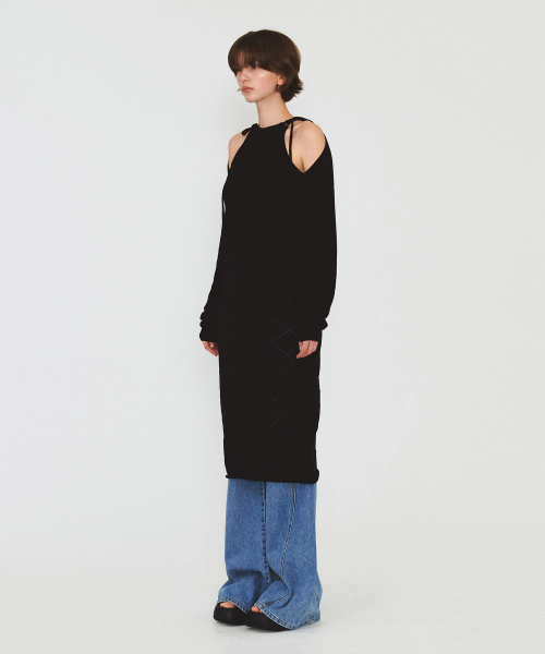 DIAGONAL(ダイアゴナル)の「RIBBON STRAP HOLE KNIT (black)(ニット/セーター・レディース・その他・FREE)」の6枚目の写真