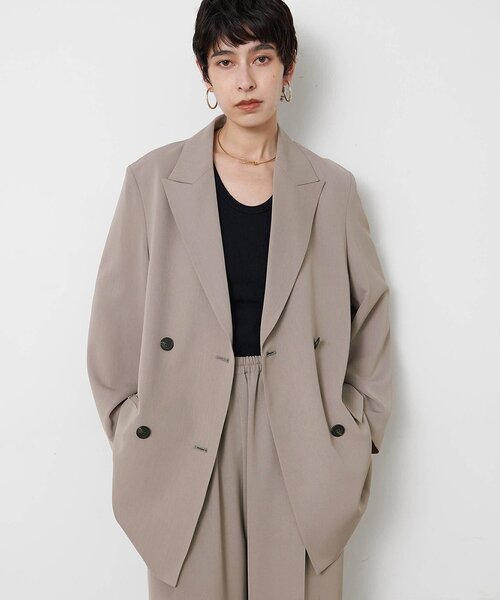 Whim Gazette(ウィムガゼット)の「ツイルダブルブレストジャケット(テーラードジャケット・レディース・グレー/ベージュ・FREE)」の2枚目の写真