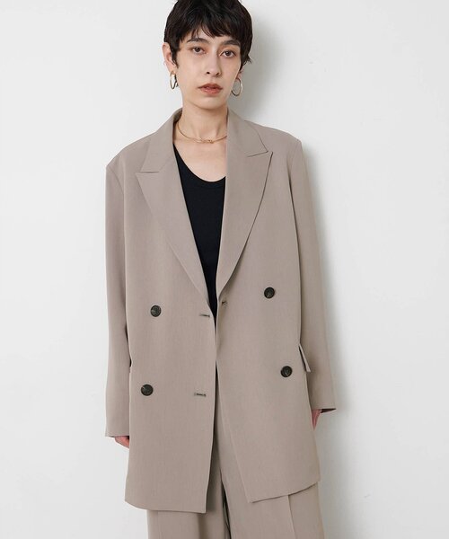 Whim Gazette(ウィムガゼット)の「ツイルダブルブレストジャケット(テーラードジャケット・レディース・グレー/ベージュ・FREE)」の3枚目の写真