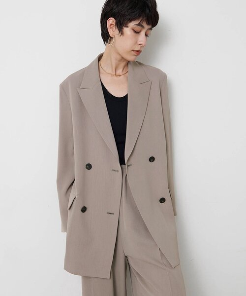 Whim Gazette(ウィムガゼット)の「ツイルダブルブレストジャケット(テーラードジャケット・レディース・グレー/ベージュ・FREE)」の11枚目の写真