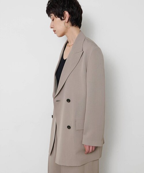 Whim Gazette(ウィムガゼット)の「ツイルダブルブレストジャケット(テーラードジャケット・レディース・グレー/ベージュ・FREE)」の6枚目の写真