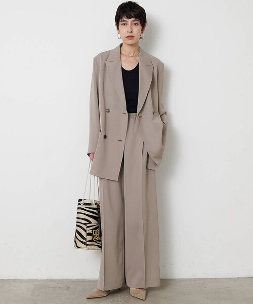 Whim Gazette(ウィムガゼット)の「ツイルダブルブレストジャケット(テーラードジャケット・レディース・グレー/ベージュ・FREE)」の4枚目の写真