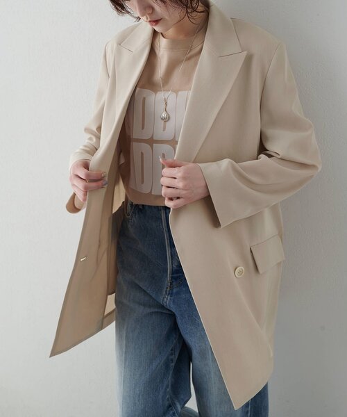 Whim Gazette(ウィムガゼット)の「ツイルダブルブレストジャケット(テーラードジャケット・レディース・グレー/ベージュ・FREE)」の19枚目の写真