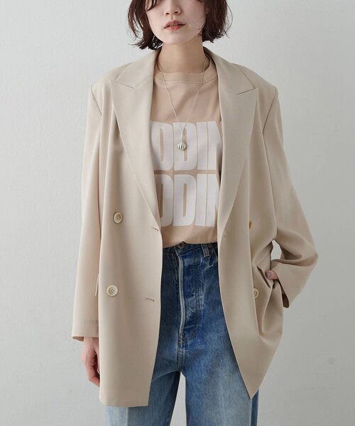 Whim Gazette(ウィムガゼット)の「ツイルダブルブレストジャケット(テーラードジャケット・レディース・グレー/ベージュ・FREE)」の18枚目の写真