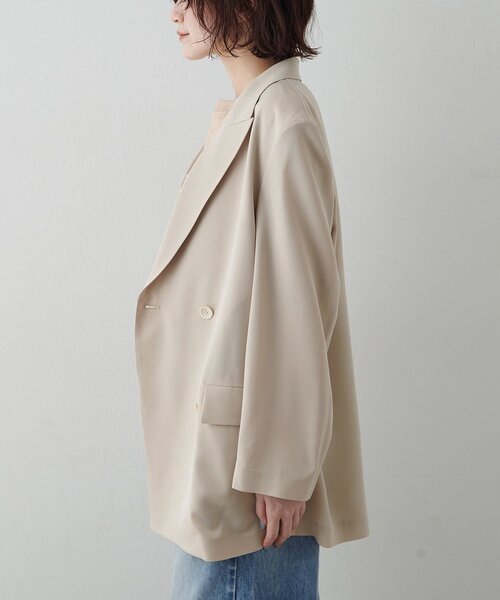 Whim Gazette(ウィムガゼット)の「ツイルダブルブレストジャケット(テーラードジャケット・レディース・グレー/ベージュ・FREE)」の15枚目の写真