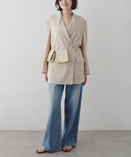 Whim Gazette(ウィムガゼット)の「ツイルダブルブレストジャケット(テーラードジャケット・レディース・グレー/ベージュ・FREE)」の20枚目の写真