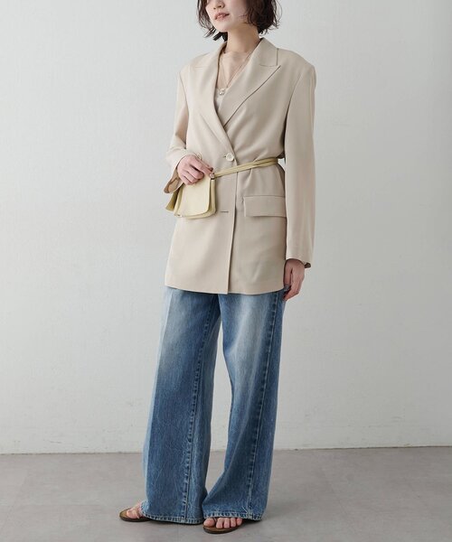 Whim Gazette(ウィムガゼット)の「ツイルダブルブレストジャケット(テーラードジャケット・レディース・グレー/ベージュ・FREE)」の21枚目の写真