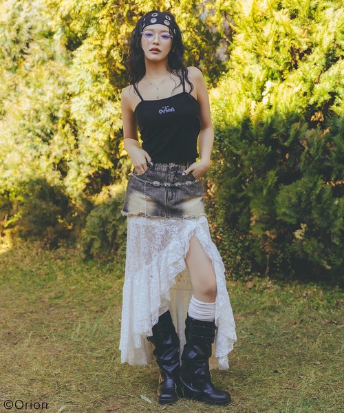 SPIRALGIRL（スパイラルガール）の「【Orion/オリオン】ラインストーンロゴパイルキャミソール（キャミソール・レディース・ベージュ/ブラック・FREE）」の15枚目の写真