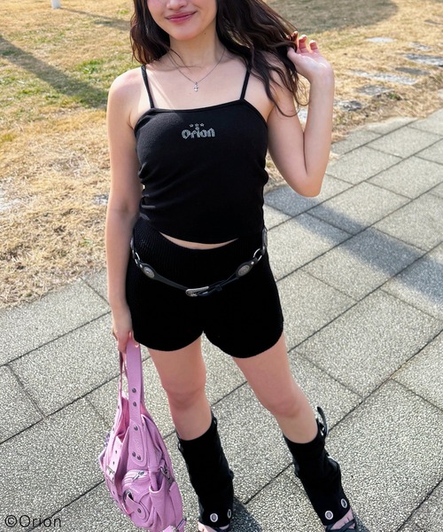 SPIRALGIRL（スパイラルガール）の「【Orion/オリオン】ラインストーンロゴパイルキャミソール（キャミソール・レディース・ベージュ/ブラック・FREE）」の7枚目の写真