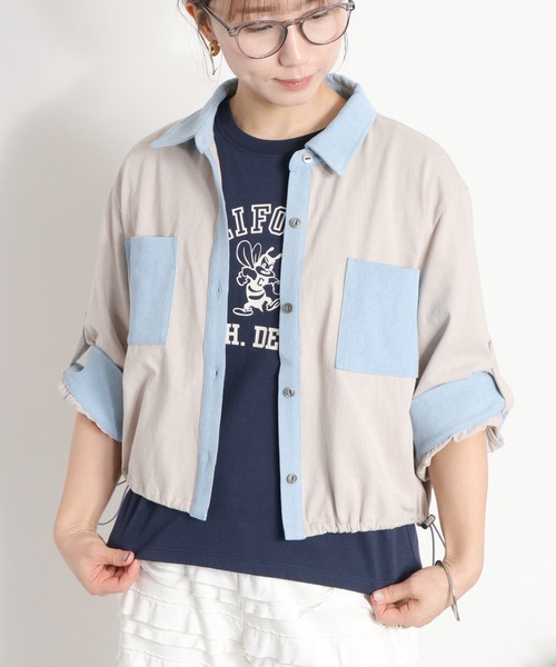 cepo(セポ)の「デニムドッキングシャツカーディガン(シャツ/ブラウス・レディース・グレー/ブラック/オフホワイト・M)」の3枚目の写真