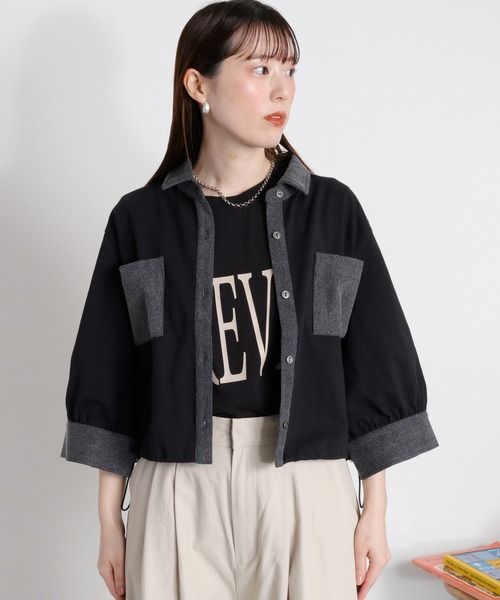cepo(セポ)の「デニムドッキングシャツカーディガン(シャツ/ブラウス・レディース・グレー/ブラック/オフホワイト・M)」の8枚目の写真