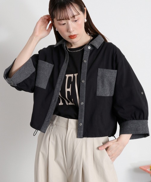 cepo(セポ)の「デニムドッキングシャツカーディガン(シャツ/ブラウス・レディース・グレー/ブラック/オフホワイト・M)」の9枚目の写真